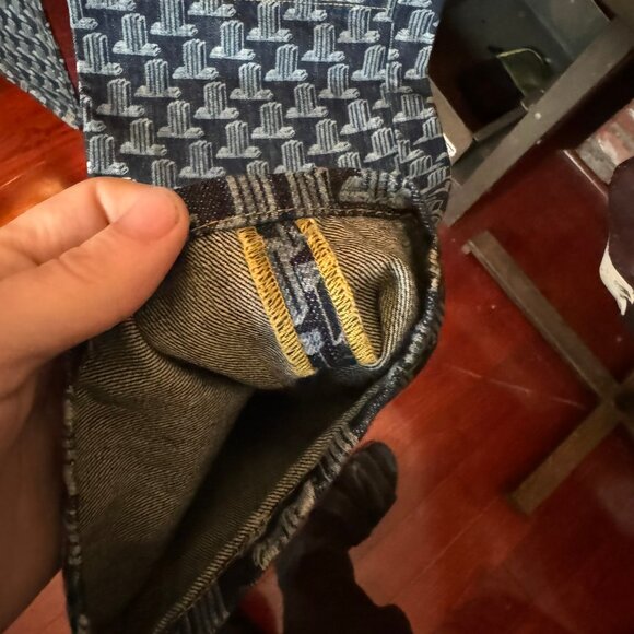 $1025 LANVIN All-Over Monogram DENIM JEANS (sz 34) - Picture 5 of 13